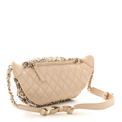 Chanel Sequin Calfskin Sparkling City Waist Bag Fanny Pack Beige 3 of 10