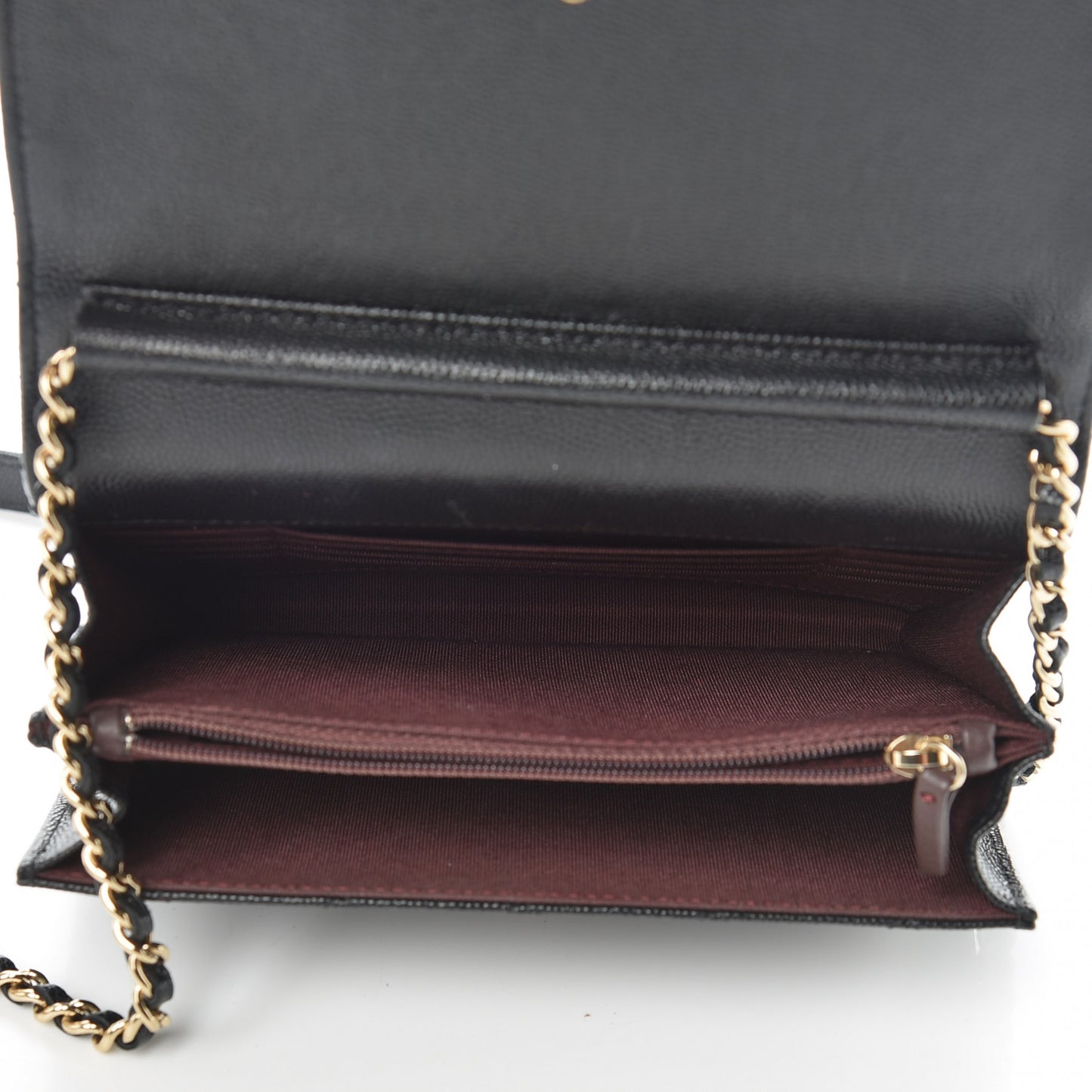 Caviar Quilted Square Wallet On Chain WOC Black
