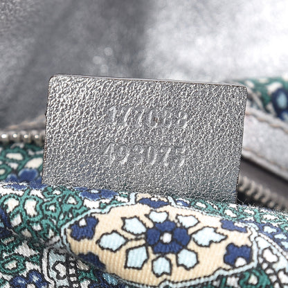 Gucci Metallic Calfskin Large Indy Top Handle Hobo Silver 7 of 14