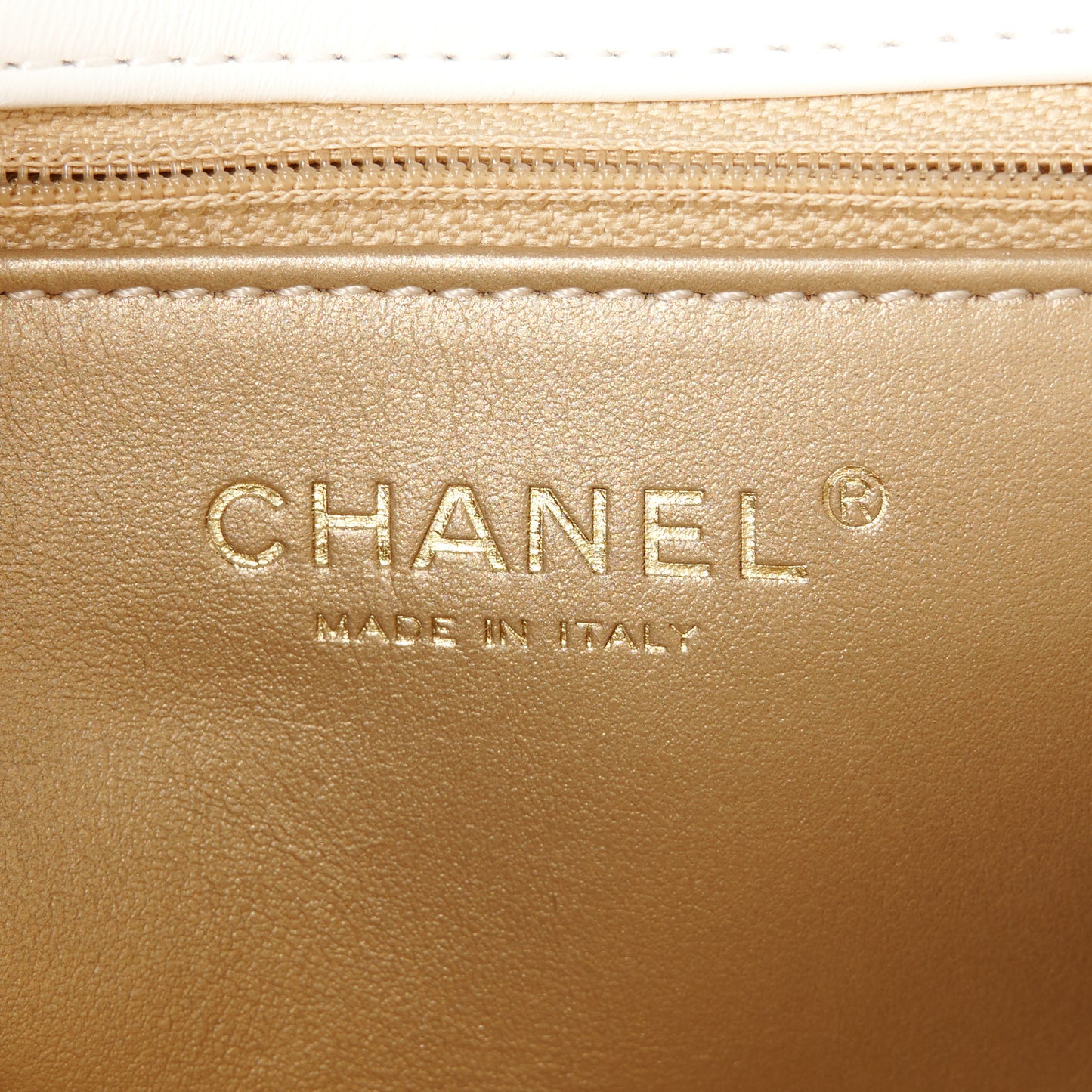 Calfskin Quilted Enamel Chain Flap White