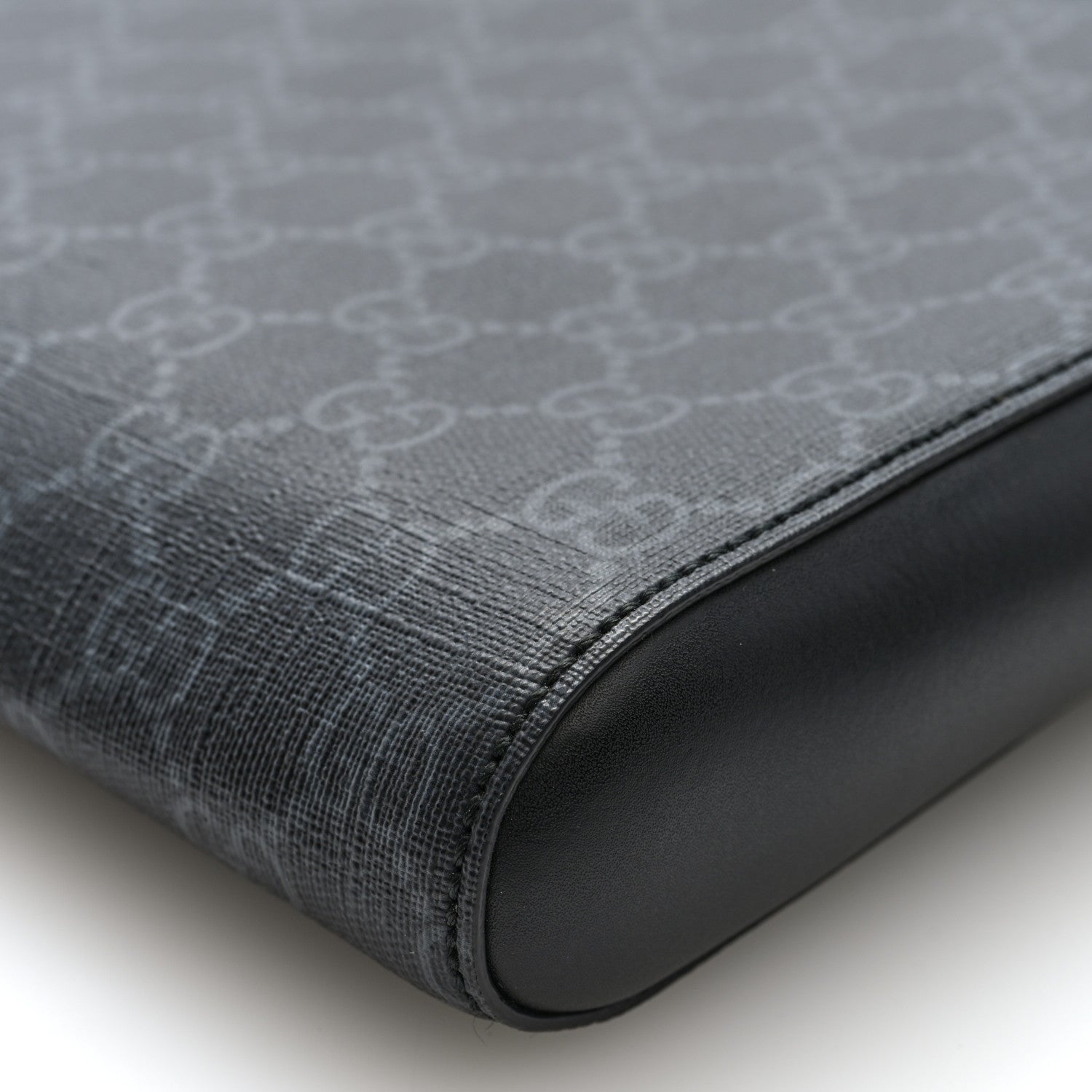 Gucci GG Supreme Monogram Appia Calfskin Web Flat Messenger Bag Black Grey Black Grey 10 of 10