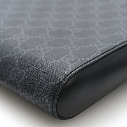 Gucci GG Supreme Monogram Appia Calfskin Web Flat Messenger Bag Black Grey Black Grey 10 of 10