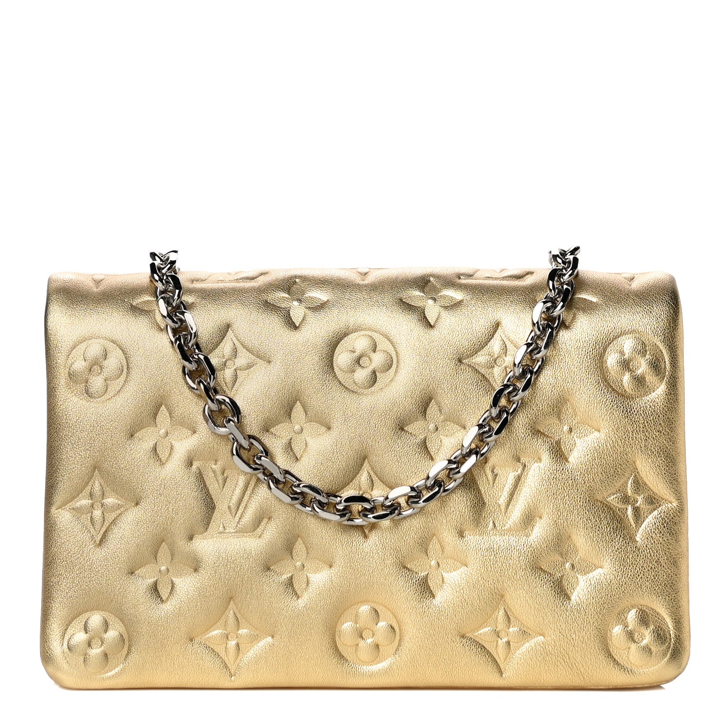 Louis Vuitton Metallic Lambskin Embossed Monogram Pochette Coussin Gold 1 of 9