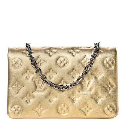 Louis Vuitton Metallic Lambskin Embossed Monogram Pochette Coussin Gold 1 of 9