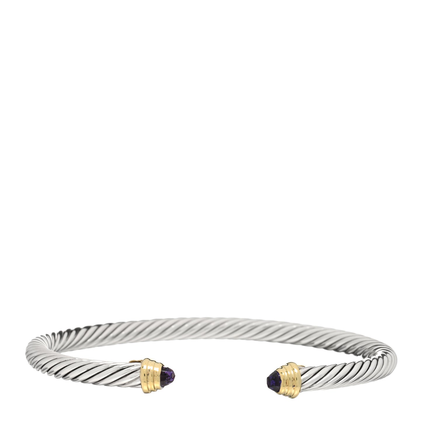 Sterling Silver 18K Yellow Gold Amethyst 4mm Cable Kids Bracelet