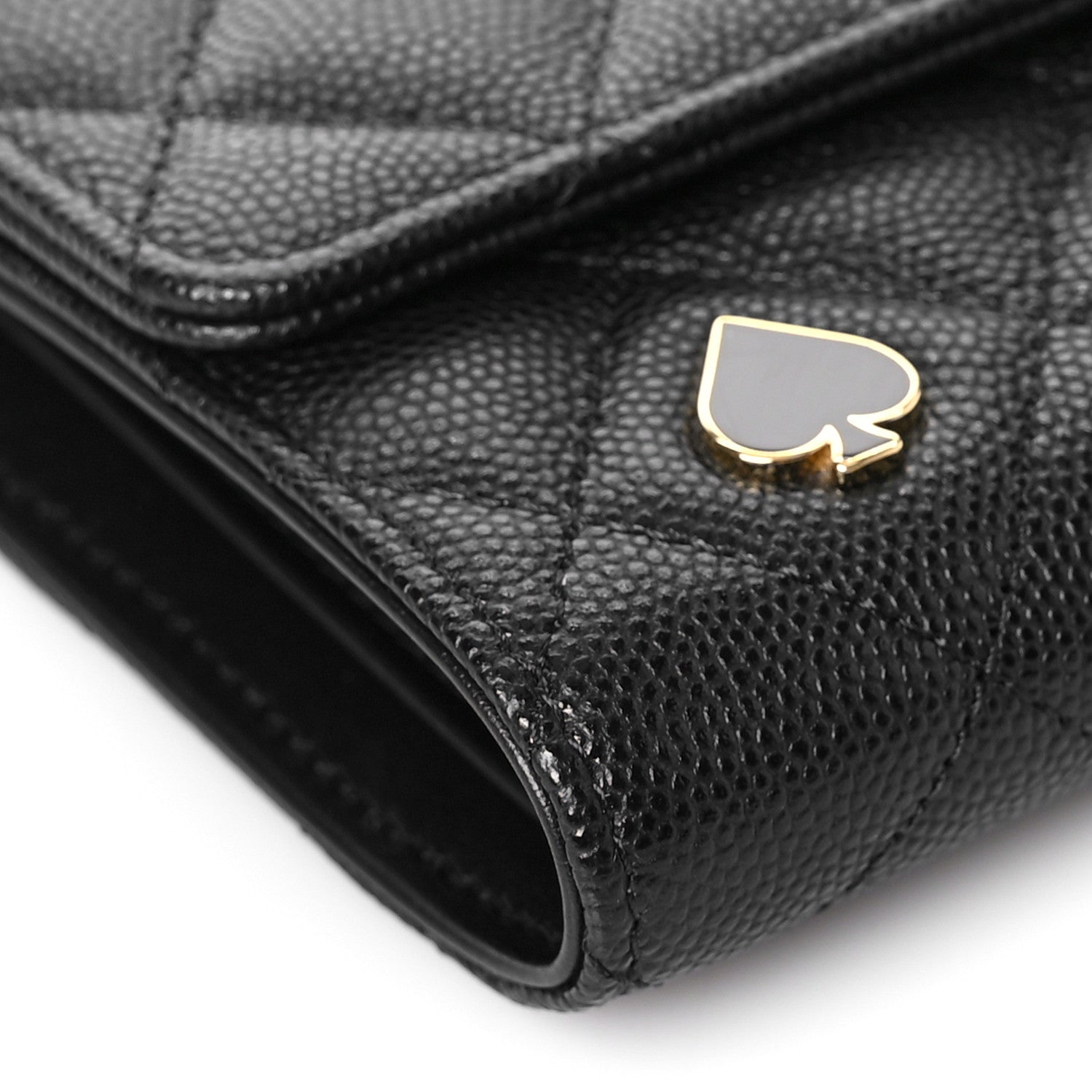 Chanel Caviar Quilted Enamel Coco Casino Compact Flap Wallet Black 8 of 10