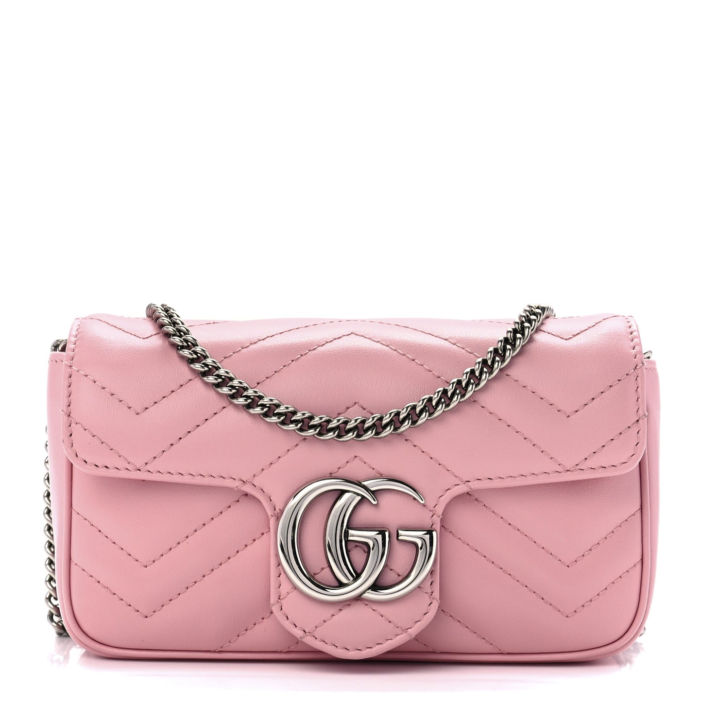 Calfskin Matelasse Super Mini GG Marmont Shoulder Bag Wild Rose