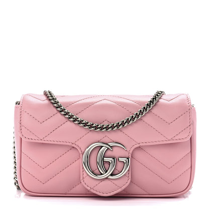 Gucci Calfskin Matelasse Super Mini GG Marmont Shoulder Bag Wild Rose 1 of 12