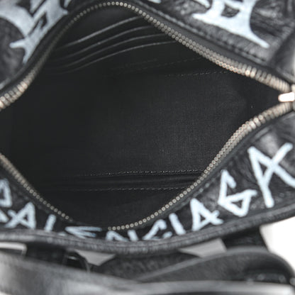 Balenciaga Agneau Arena Graffiti All Over XXS Bazar Shopper Tote Black White 5 of 8