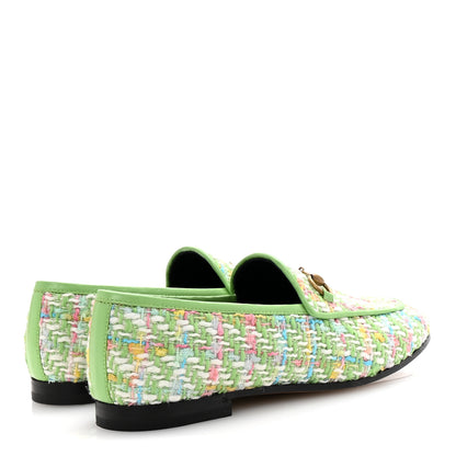 Gucci Tweed Multicolor Malaga Kid Horsebit Womens Jordaan Loafers 37 Green Multicolor 5 of 10