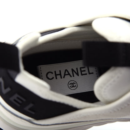 Chanel Velvet Calfskin Mixed Fibers CC Sneakers 37 Ivory Black 8 of 11