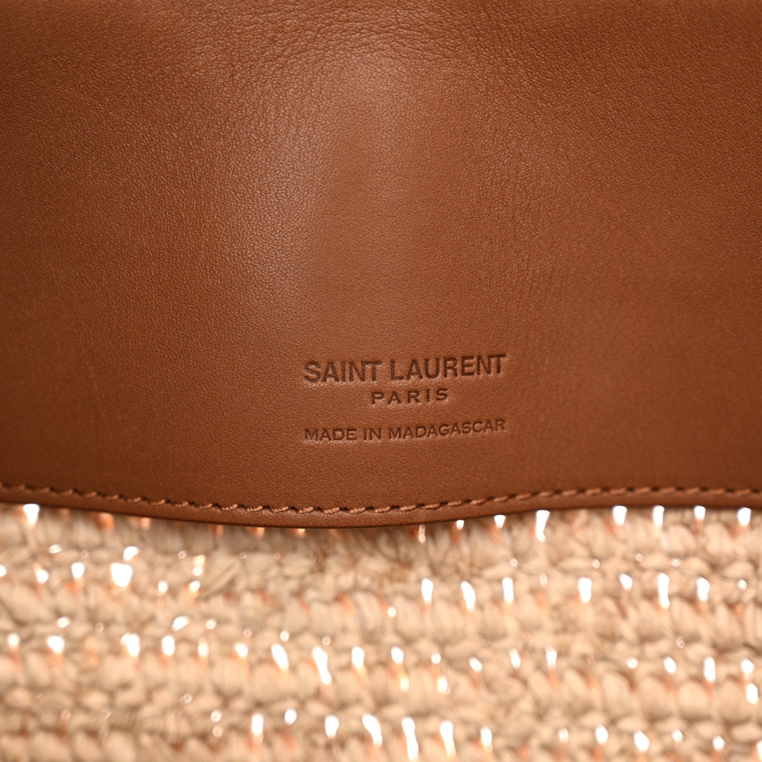 Saint Laurent Raffia Vegetable Le 37 Bucket Bag Naturel Brick 8 of 16