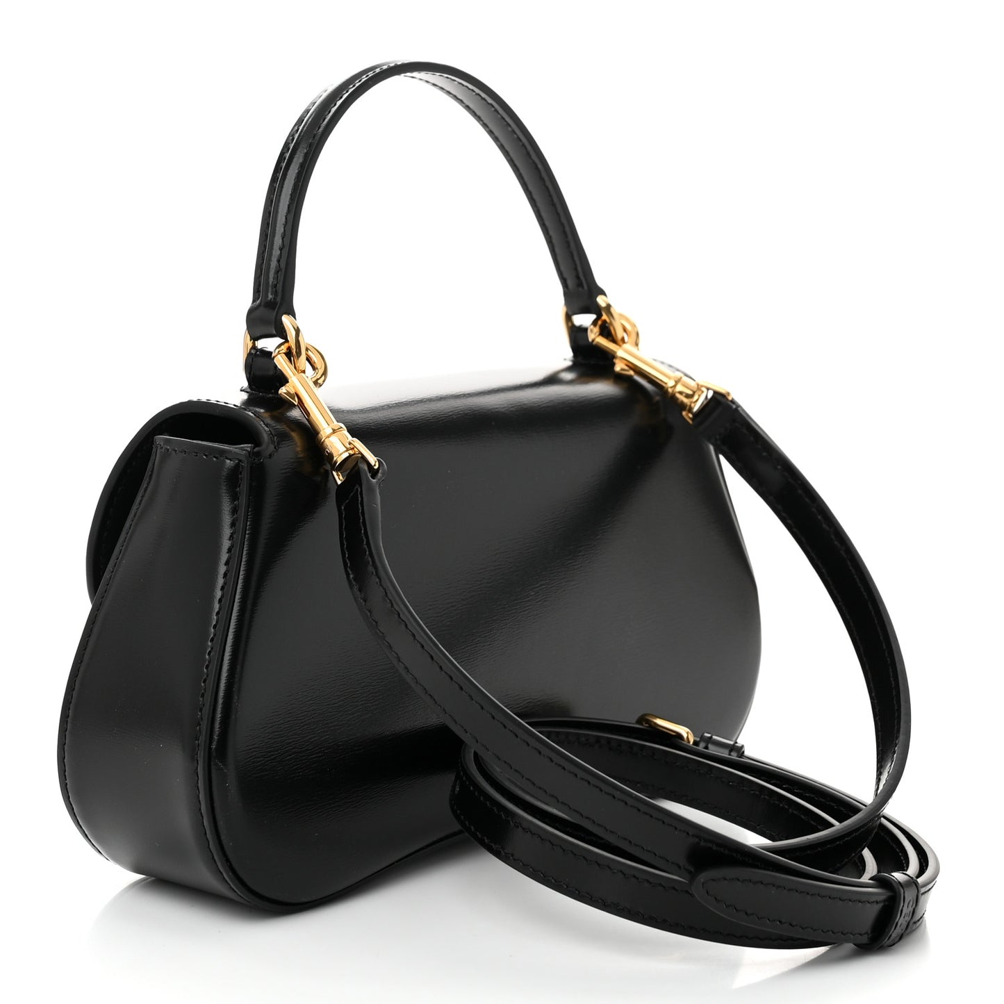 Shiny Calfskin Teen Lola Bag Black