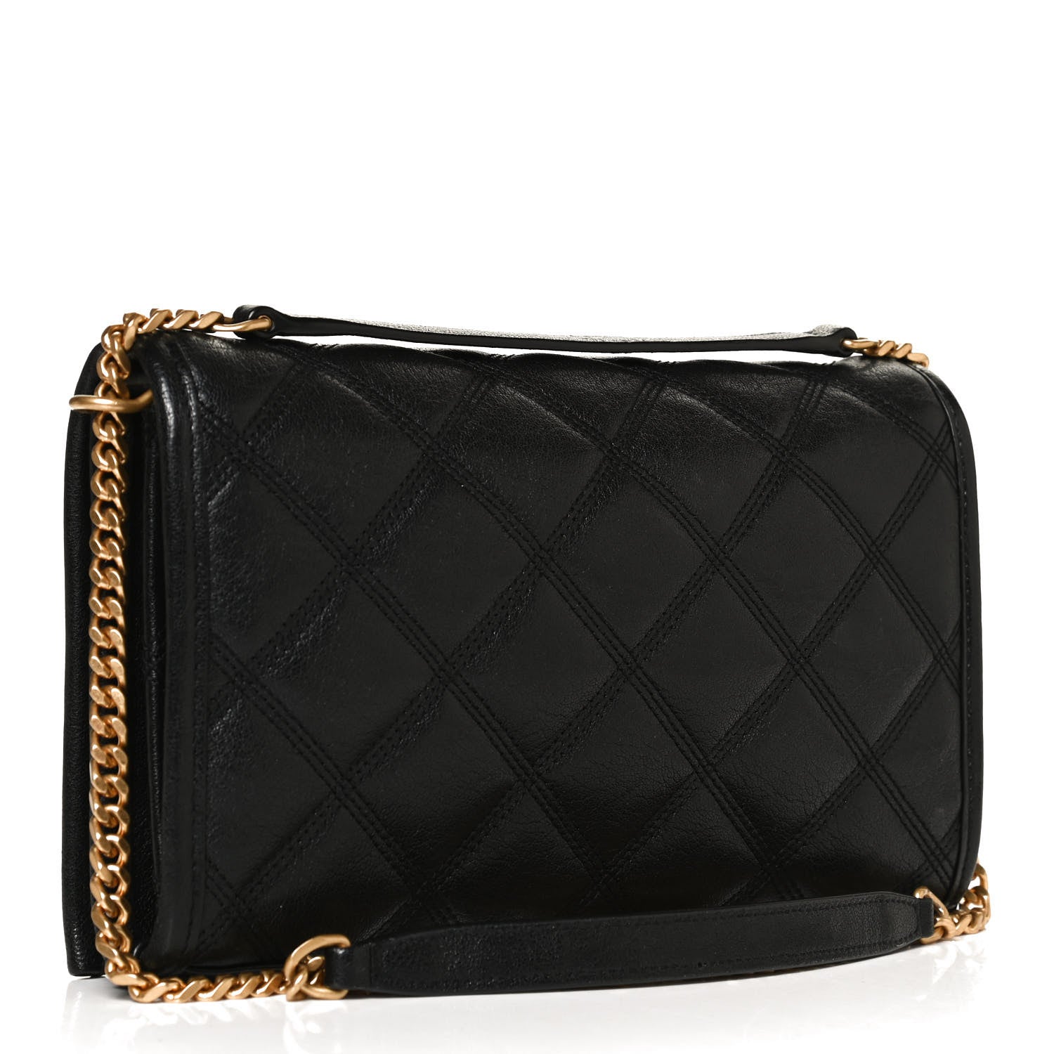 Saint Laurent Lambskin Diamond Quilted Becky Chain Wallet Black 3 of 13