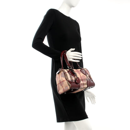 Burberry Nova Check Heart Small Chester Bowling Bag Berry Red 2 of 12