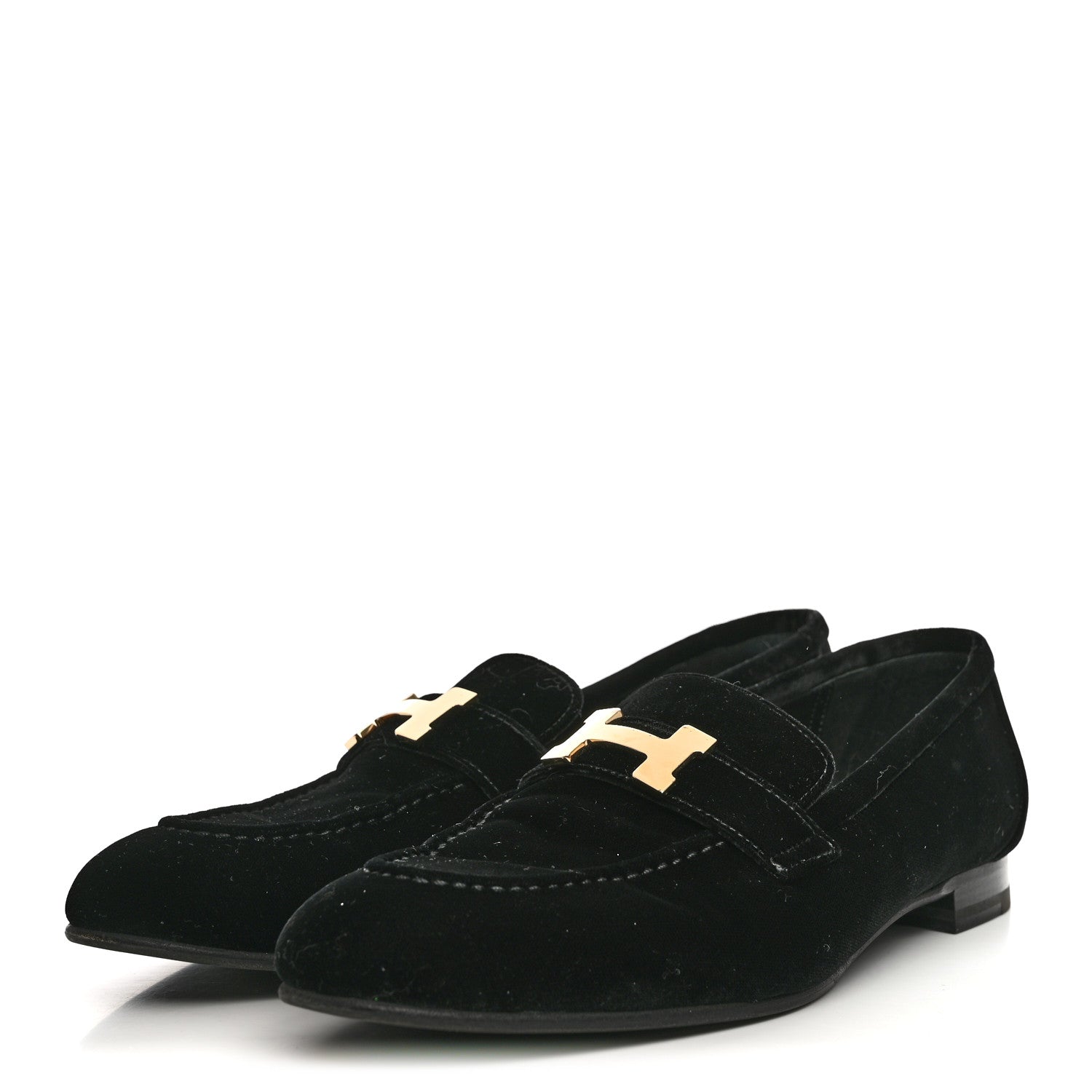 Hermes Velvet Womens Paris Loafers 41 Black 4 of 10