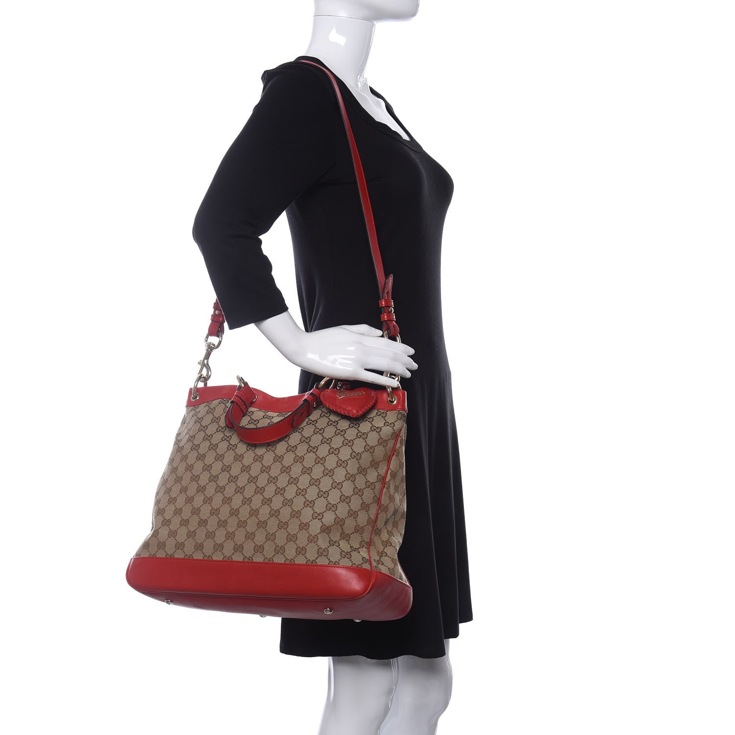 Gucci Monogram Medium Valentine Top Handle Bag Red 2 of 10