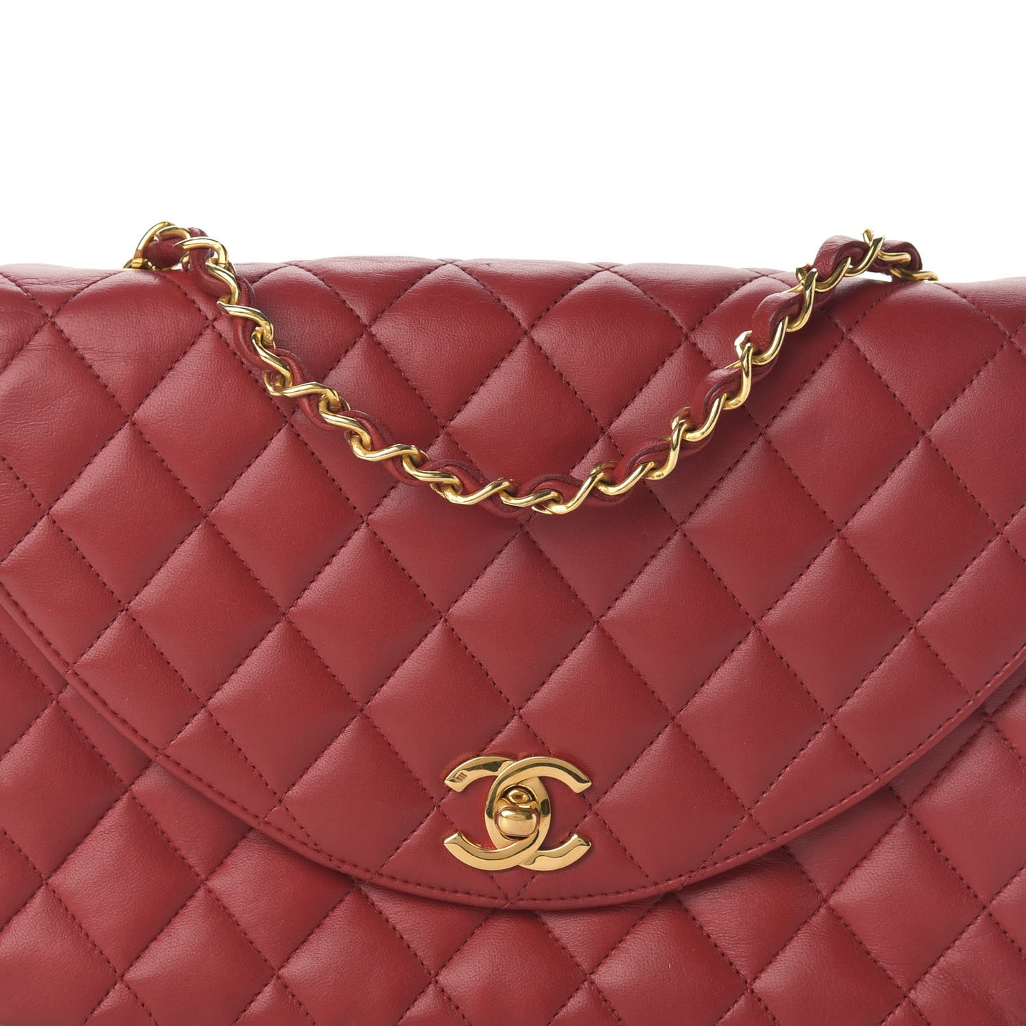 Lambskin Quilted Small Single Flap Red
