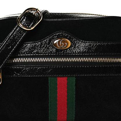 Gucci Suede Patent Web Mini Ophidia Shoulder Bag Black 8 of 10