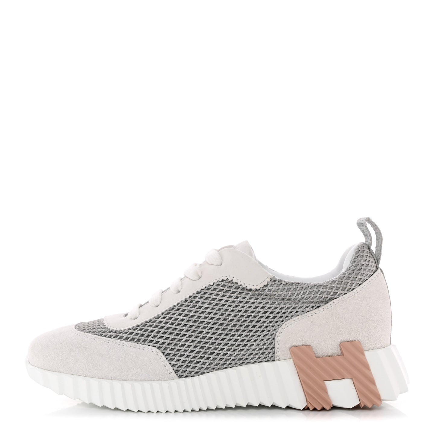 Air Mesh Suede Goatskin Bouncing Sneakers 36 Gris Lulea White