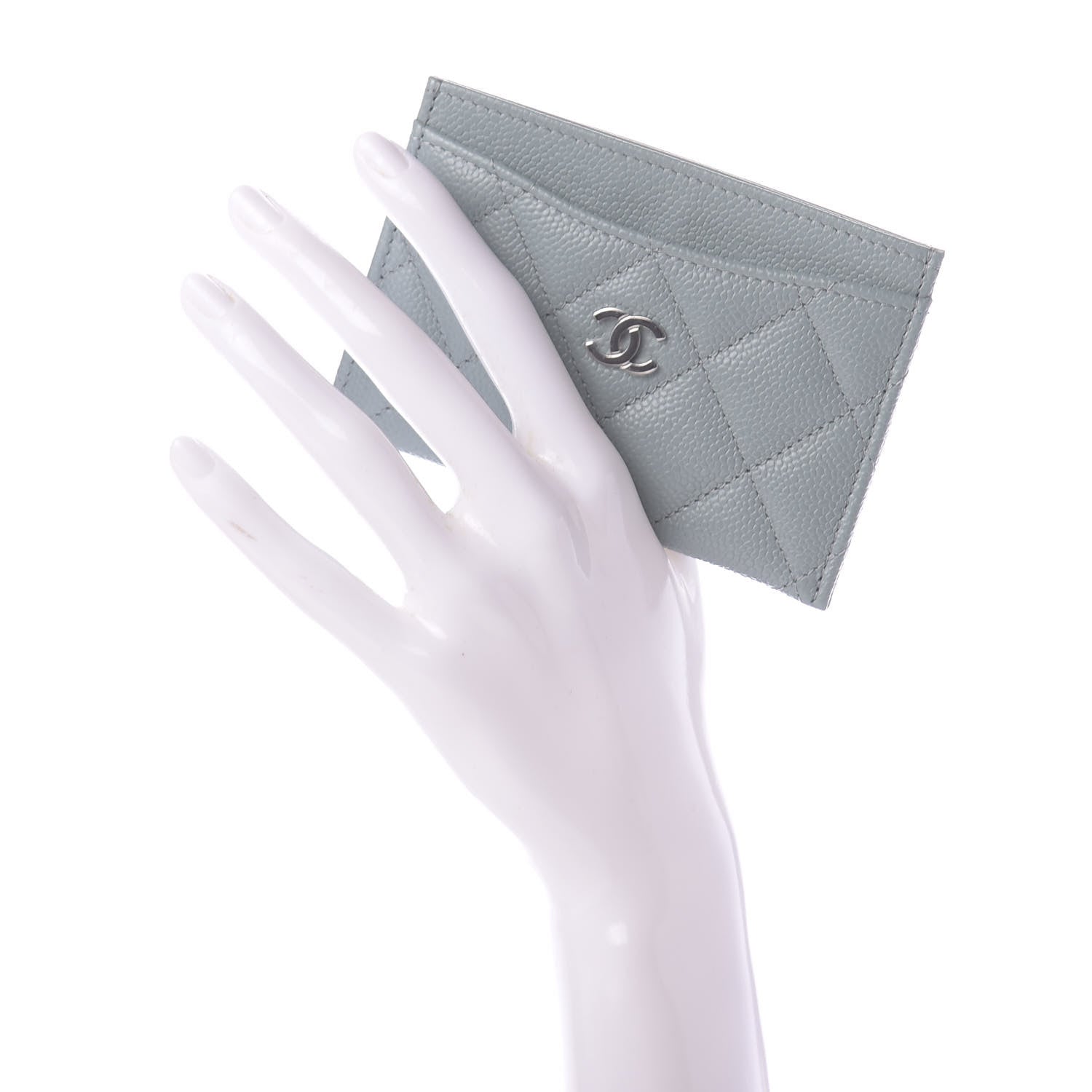 Chanel Caviar Quilted Card Holder Light Blue 2 of 9