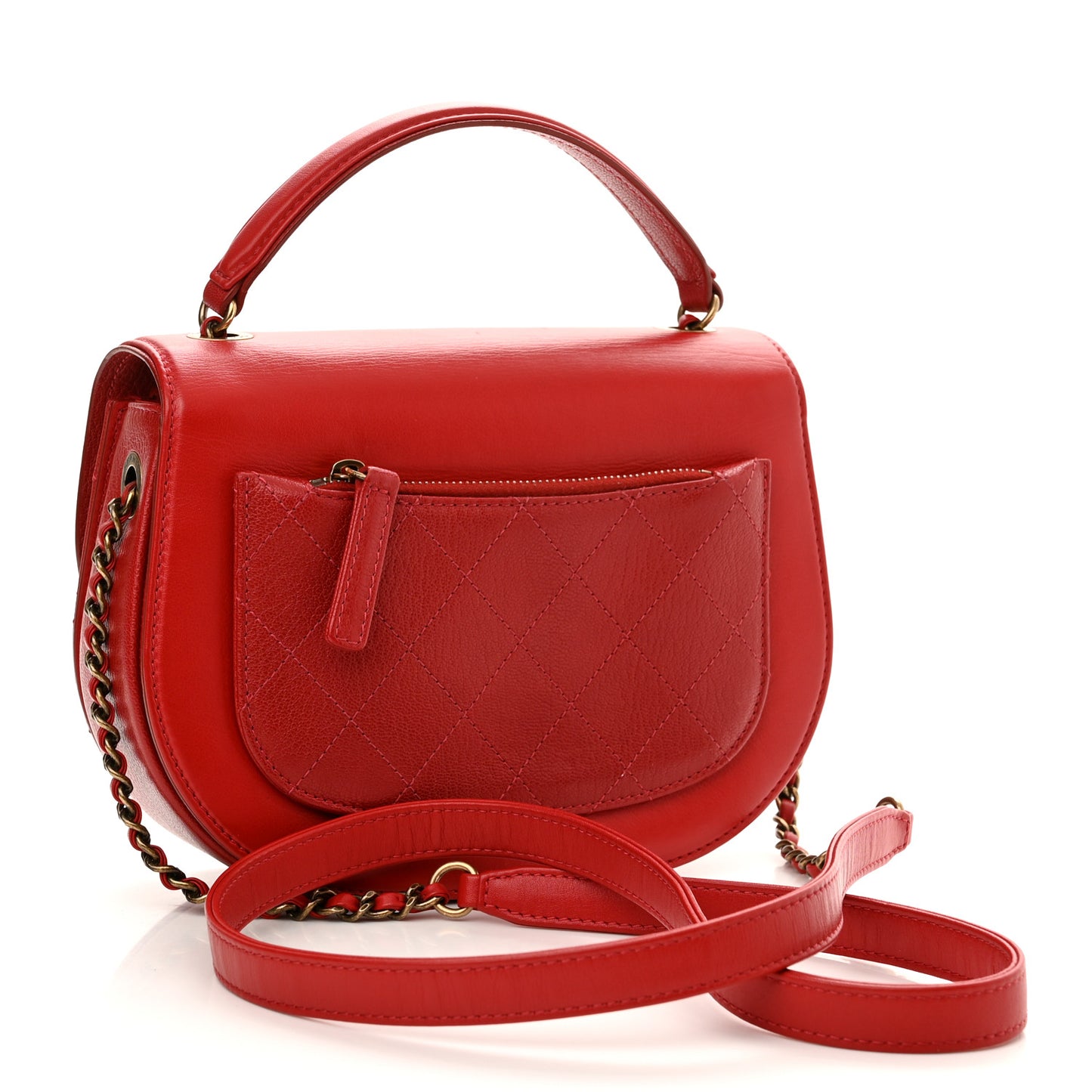 Shiny Calfskin Goatskin Quilted Small Coco Curve Messenger Flap Red