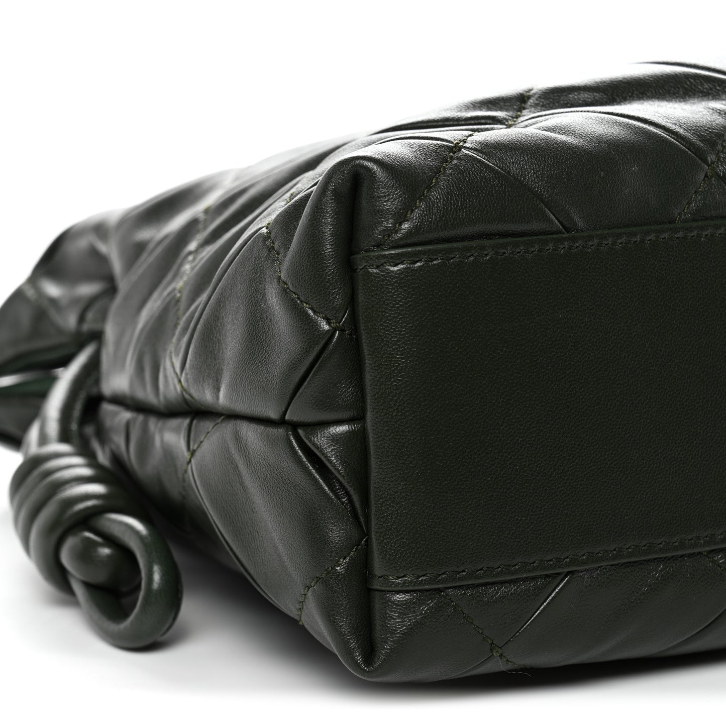 Calfskin Quilted Flamenco Knot Clutch Verde