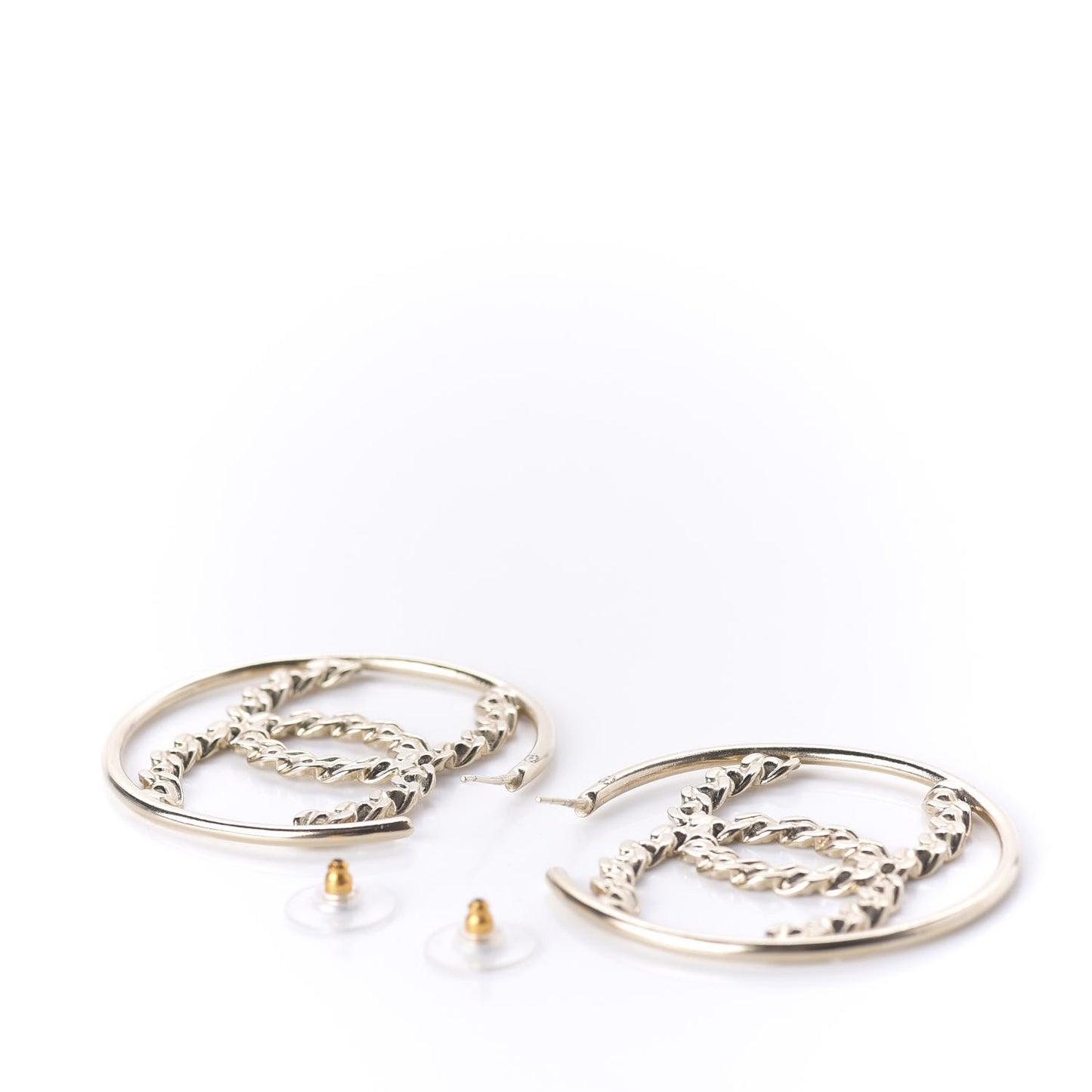 Crystal High Society CC Hoop Earrings Gold