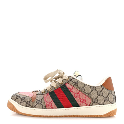 Gucci GG Supreme Monogram Harness Calfskin Web Mens Screener Sneakers 10.5 Beige Ebony Rosso Harness Brown 1 of 10