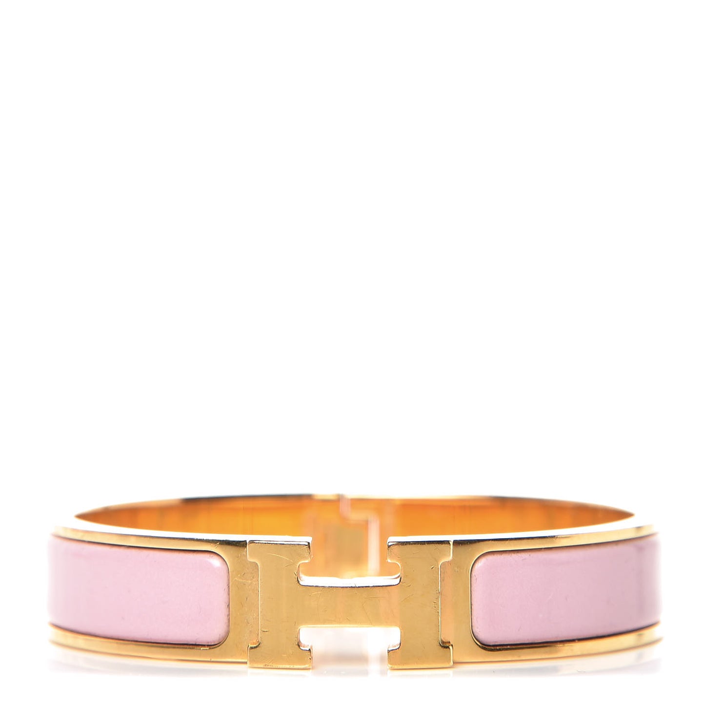 Enamel Narrow Clic Clac H Bracelet PM Rose Nacarat