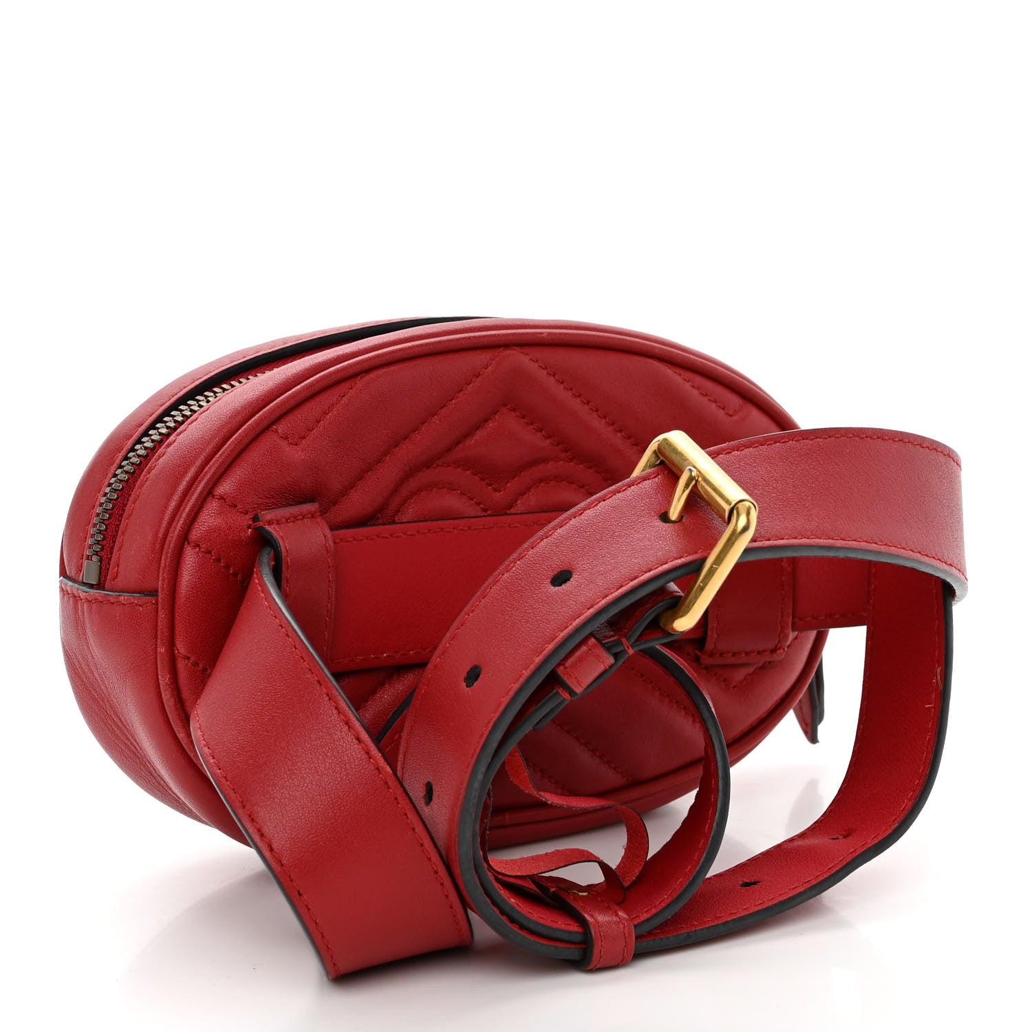 Gucci Calfskin Matelasse GG Marmont Belt Bag 85 34 Hibiscus Red 3 of 10