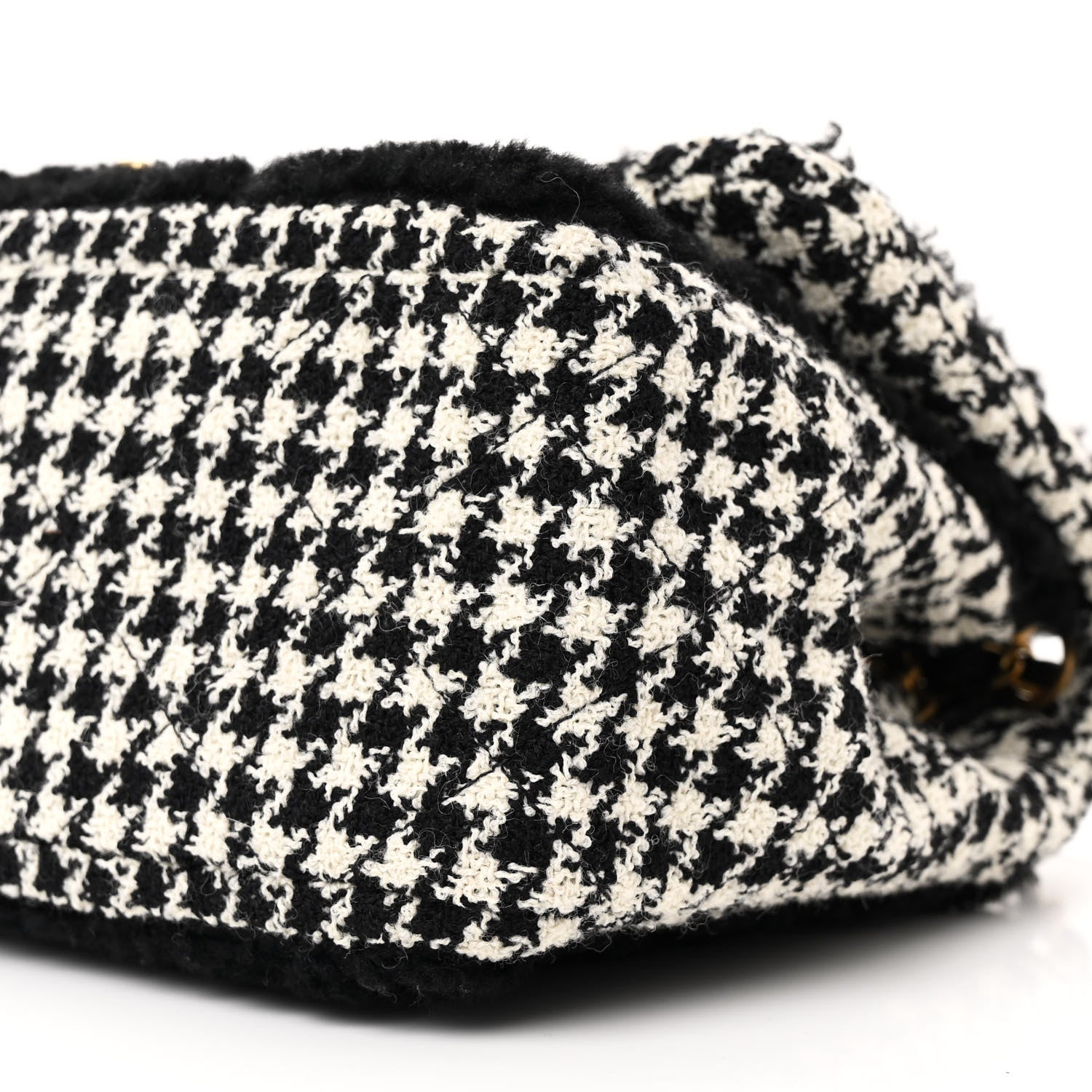 Chanel Shearling Tweed Jumbo Single Flap Black White 10 of 12