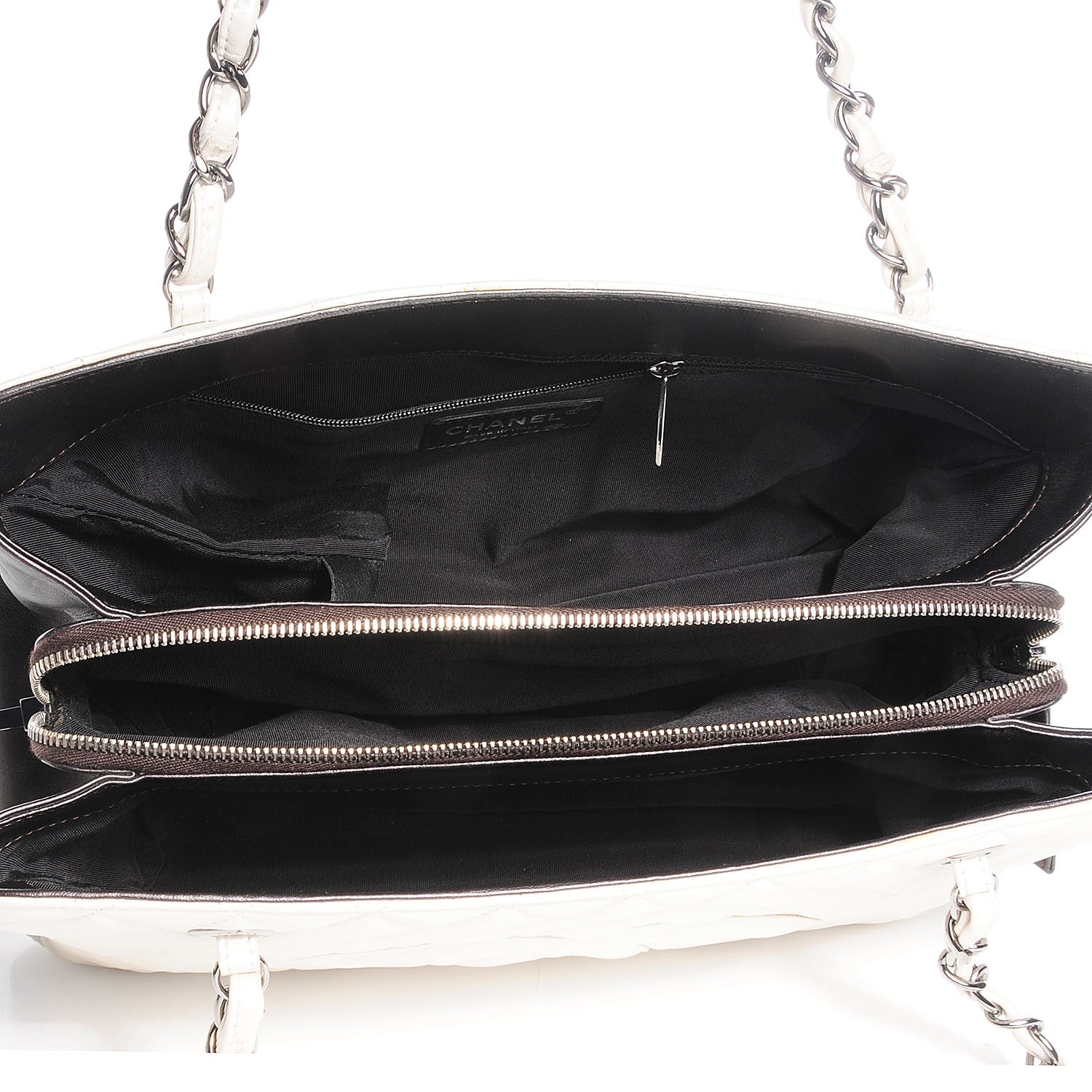 Chanel Metallic Calfskin Quilted Mademoiselle Tote Pearl Black 8 of 8