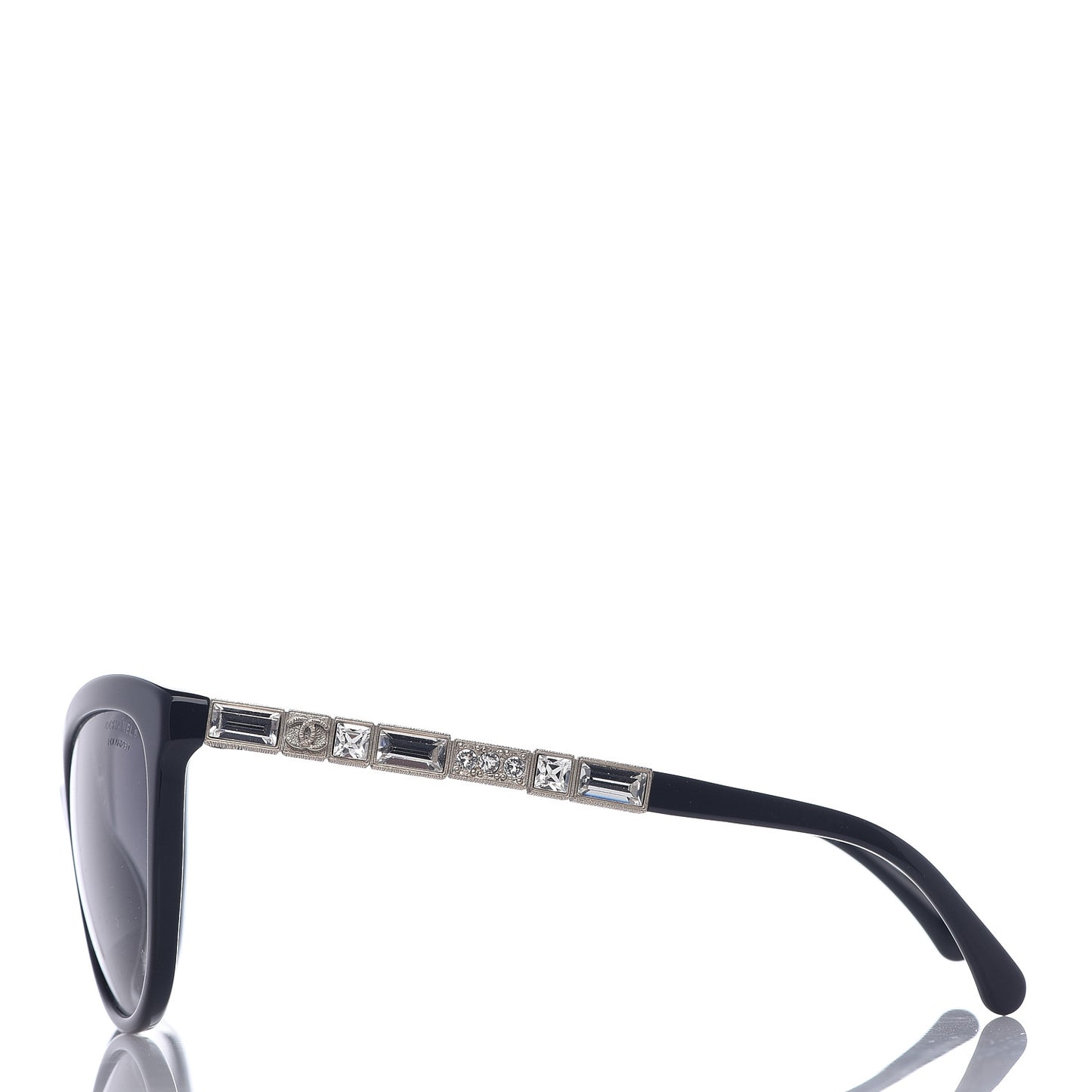 Crystal Baguette Cat Eye Bijou Sunglasses 5307-B Black