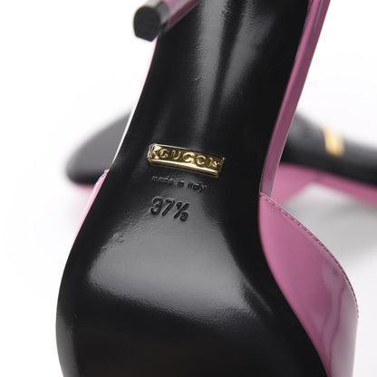Gucci Polished Calfskin Scarlet Mid Heel Slide Sandals 37.5 Pink Plexi 8 of 11