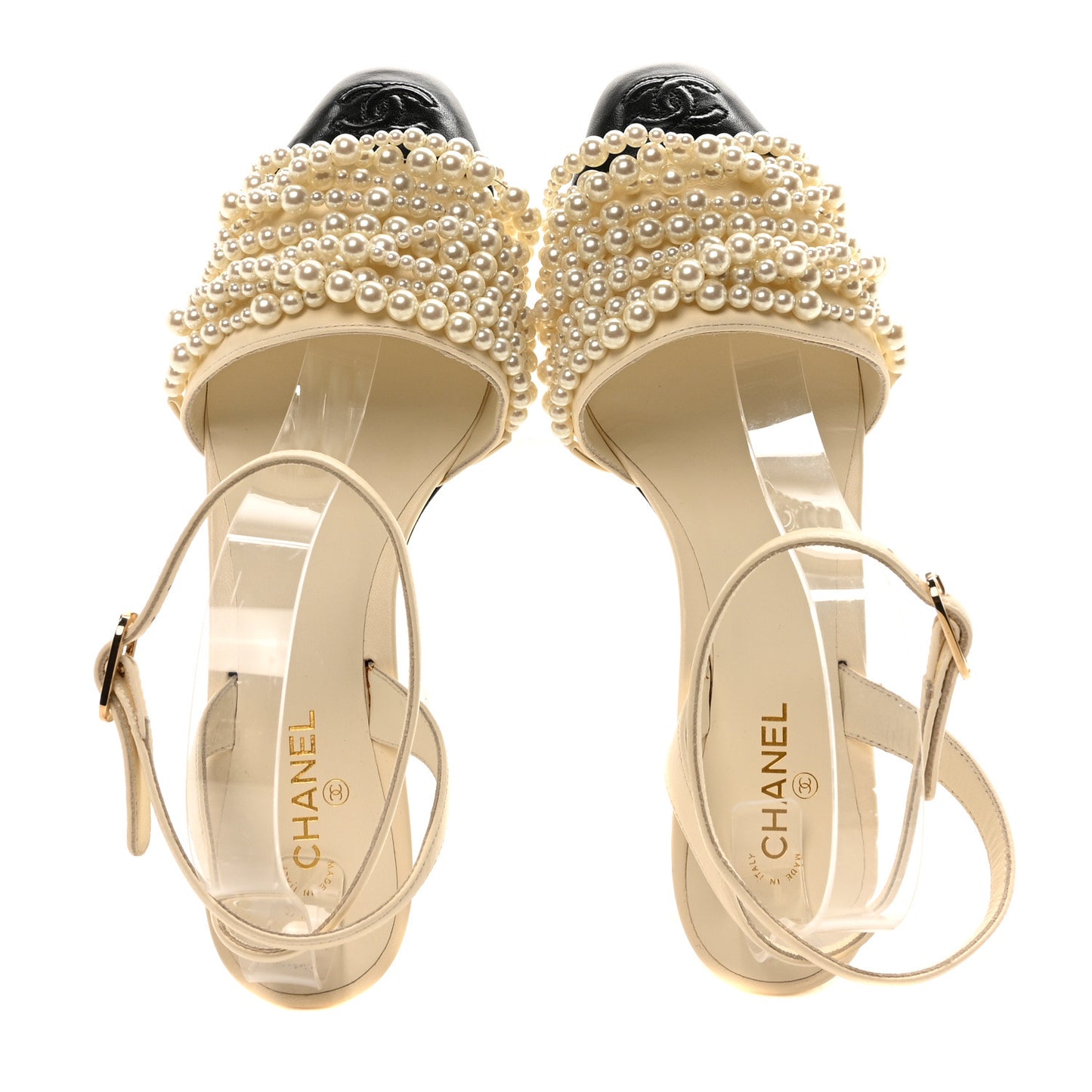 Lambskin Pearl Slingbacks 37.5 Ivory Black