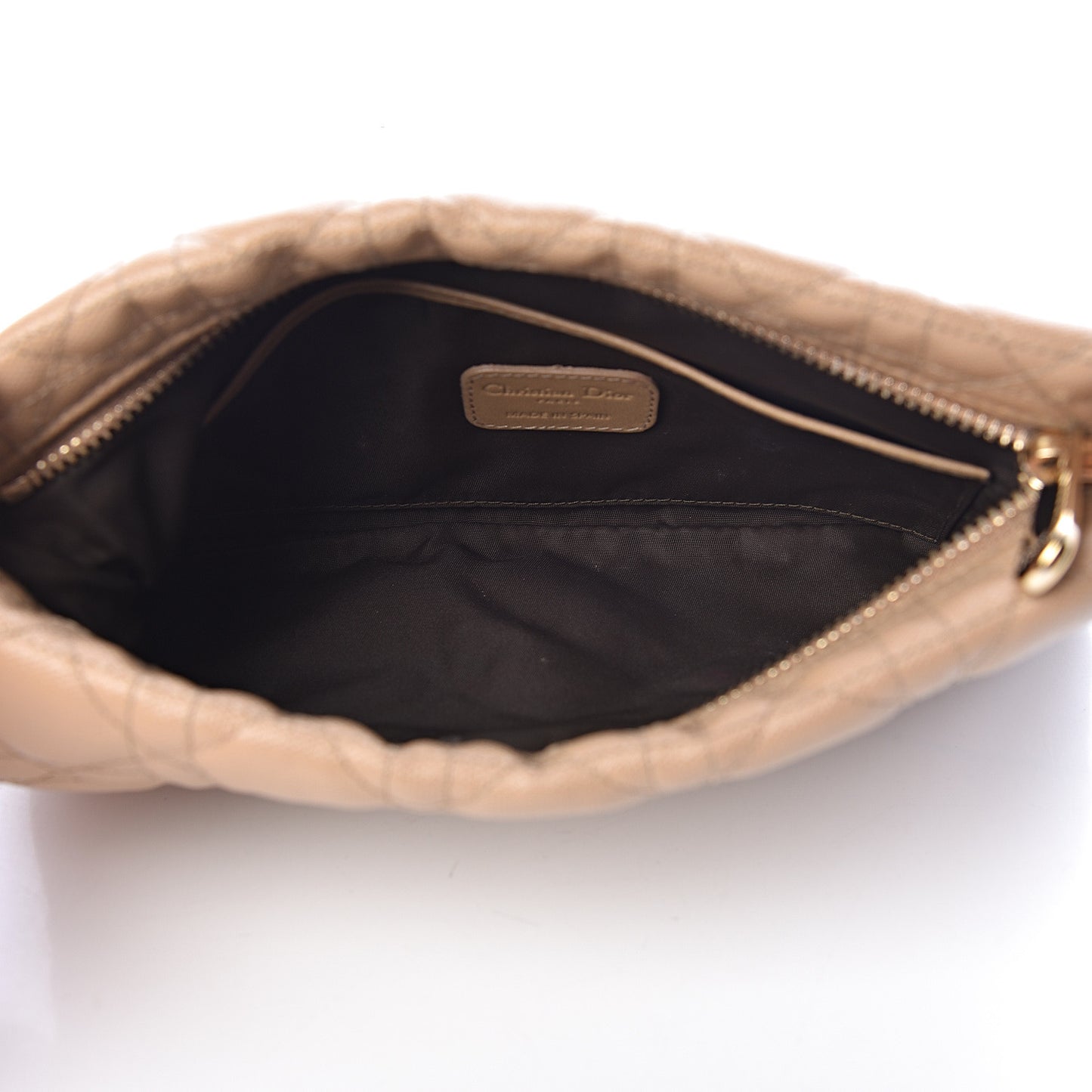 Coated Canvas Cannage Panarea Pouch Beige