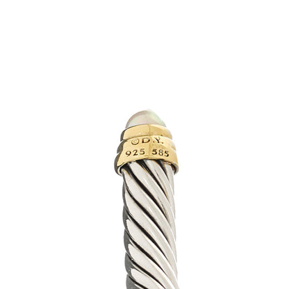 David Yurman Sterling Silver 14K Yellow Gold Cultured Pearl 5mm Cable Classics Petite Color Bracelet 3 of 3