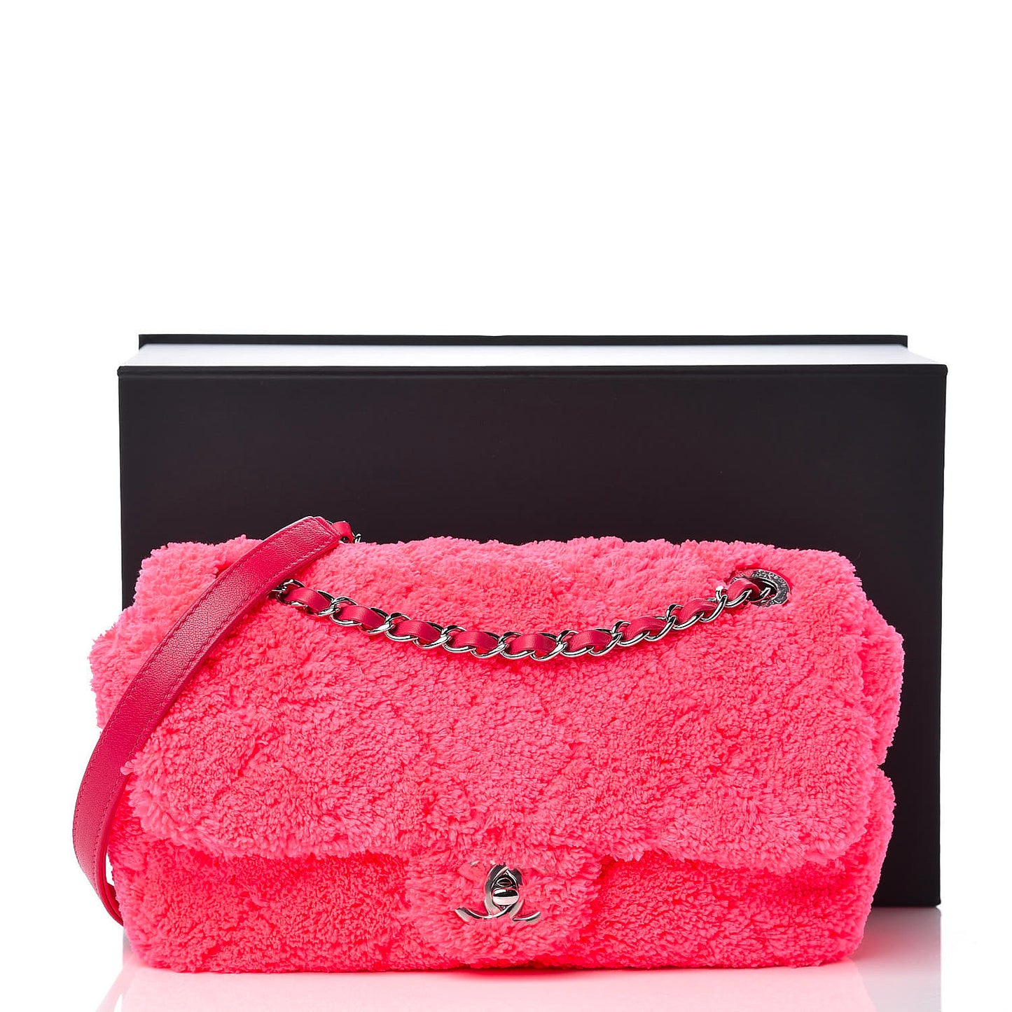 Lambskin Calfskin Mixed Fibers Quilted Medium Flap Pink