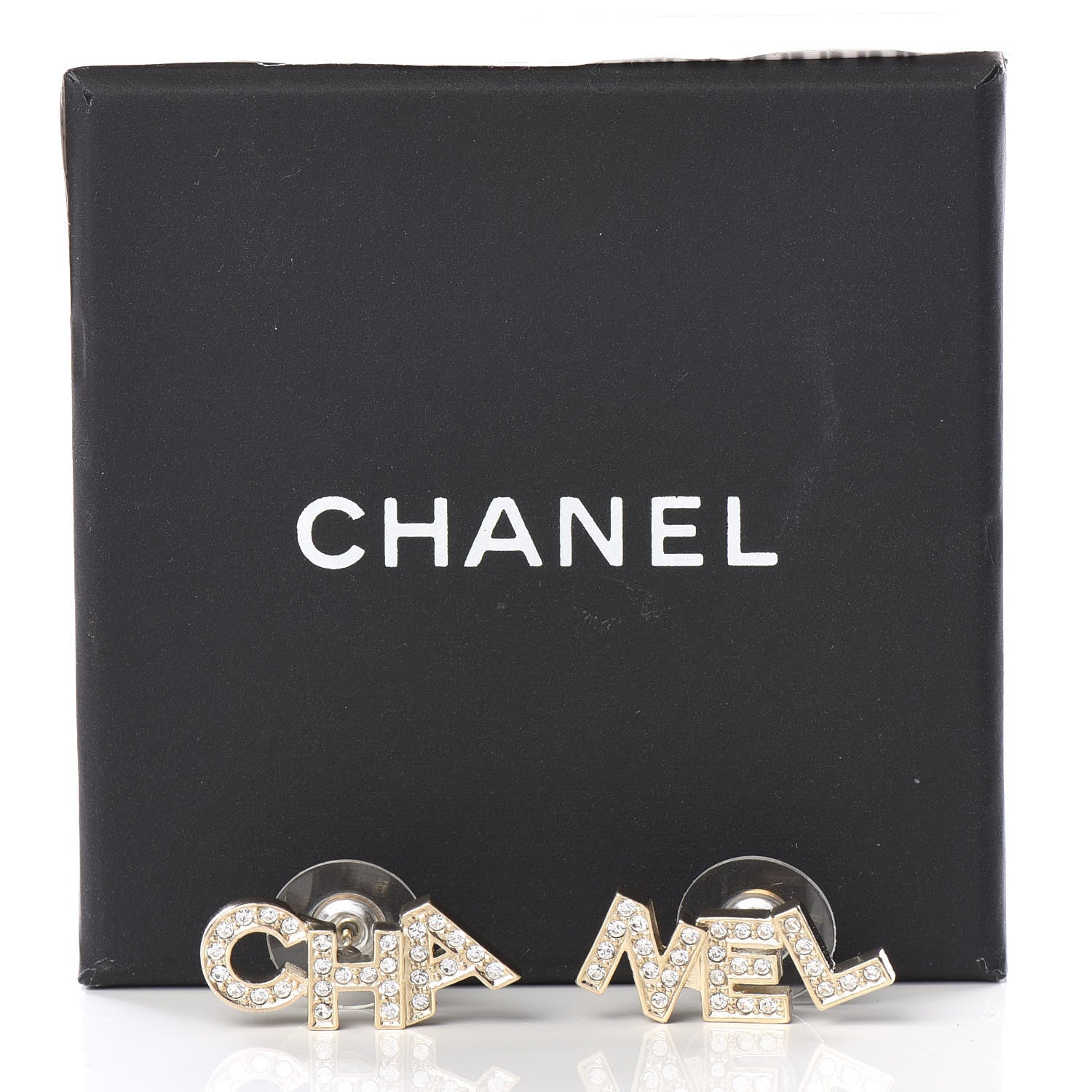 Chanel Crystal Pearl Signature Stud Earrings Gold 5 of 5