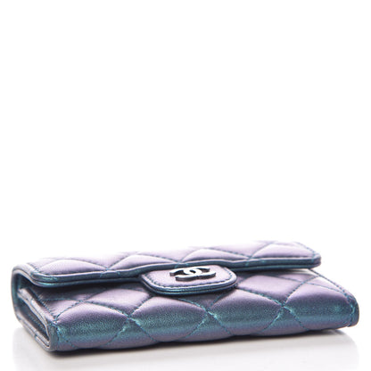 Chanel Iridescent Lambskin Quilted Card Holder Blue 4 of 9