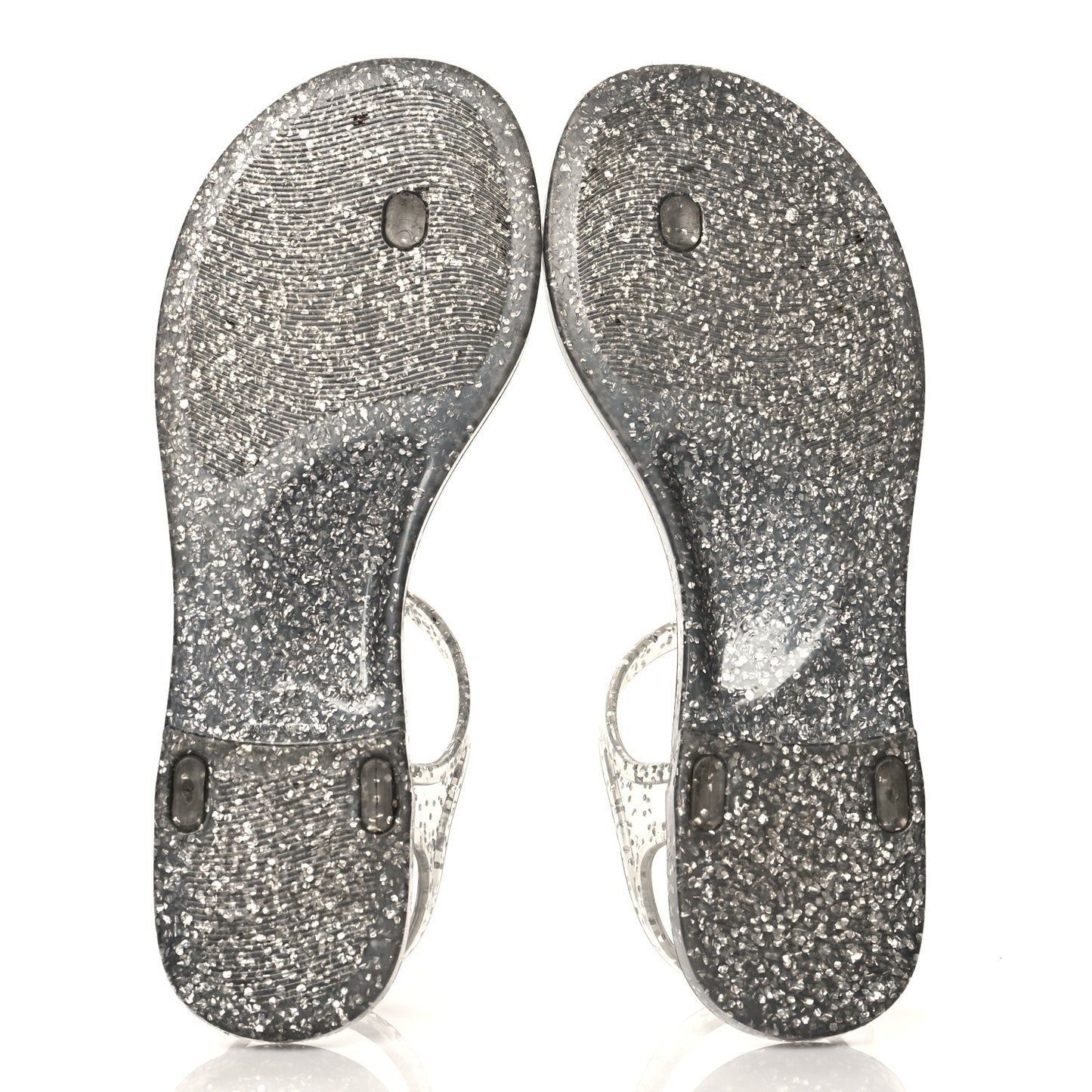 Jelly Camellia Glitter Thong Sandals 37 Grey