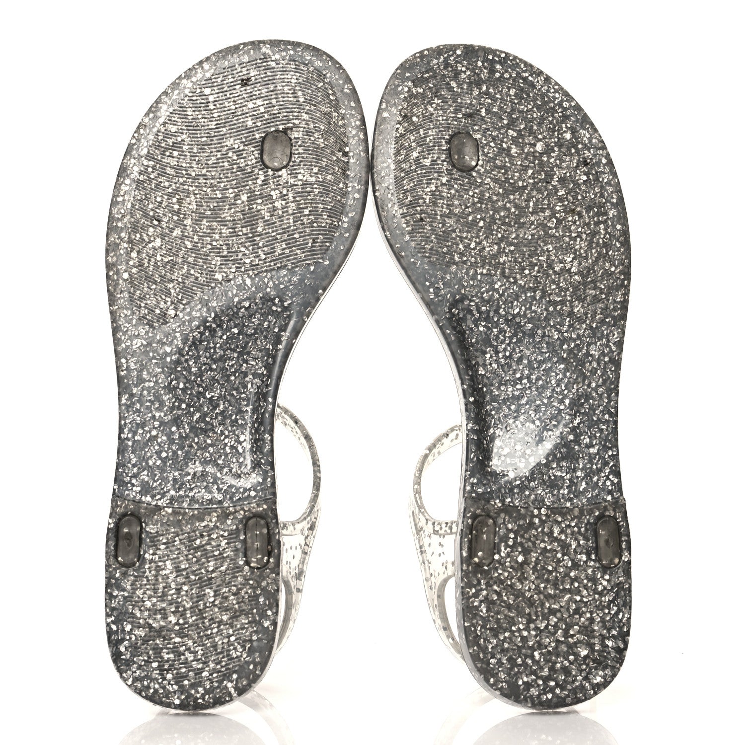 Chanel Jelly Camellia Glitter Thong Sandals 37 Grey 5 of 9
