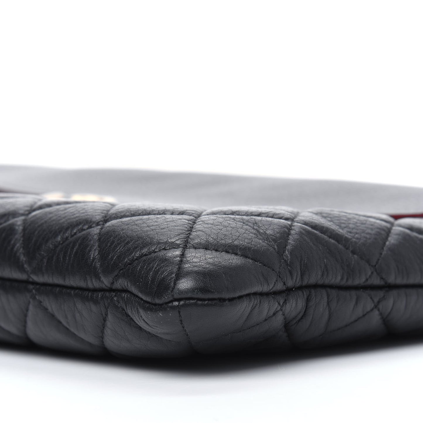 Grained Calfskin Quilted Large Archi Chic Cosmetic Case Black