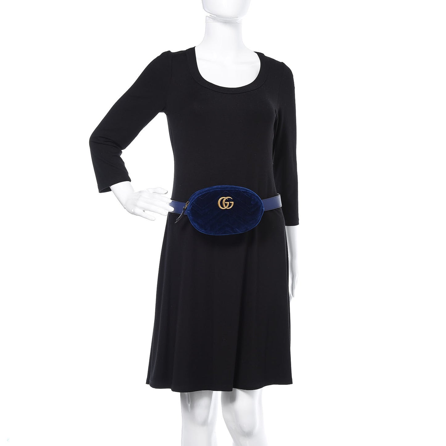 Velvet Matelasse GG Marmont Belt Bag 85 34 Cobalt Blue