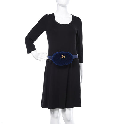 Gucci Velvet Matelasse GG Marmont Belt Bag 85 34 Cobalt Blue 2 of 13