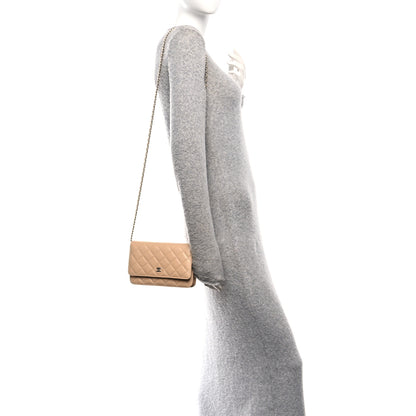 Chanel Caviar Quilted Wallet on Chain WOC Beige 2 of 12