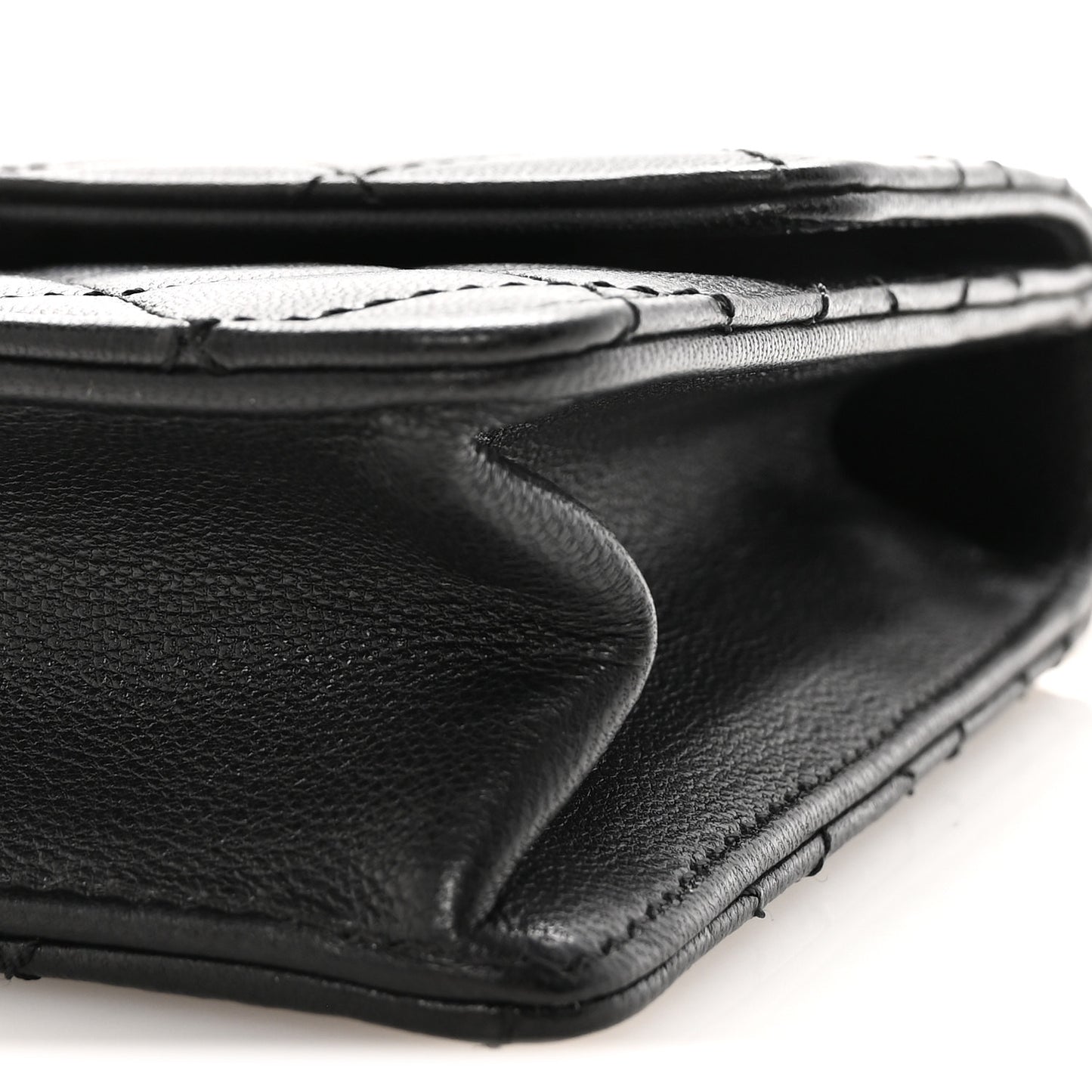 Goatskin Quilted Small Chic Pearls Flap Black