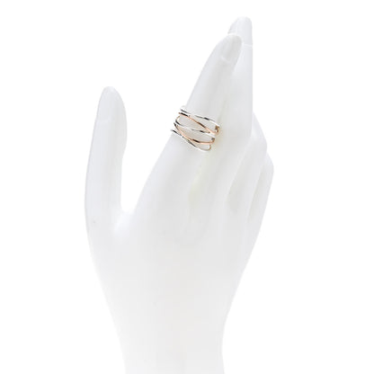 Tiffany Sterling Silver 18K Rose Gold Elsa Peretti 5 Row Wave Ring 53 6.5 2 of 4