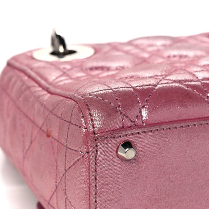 Christian Dior Metallic Lambskin Cannage Mini Lady Dior Rose Cherie 11 of 16